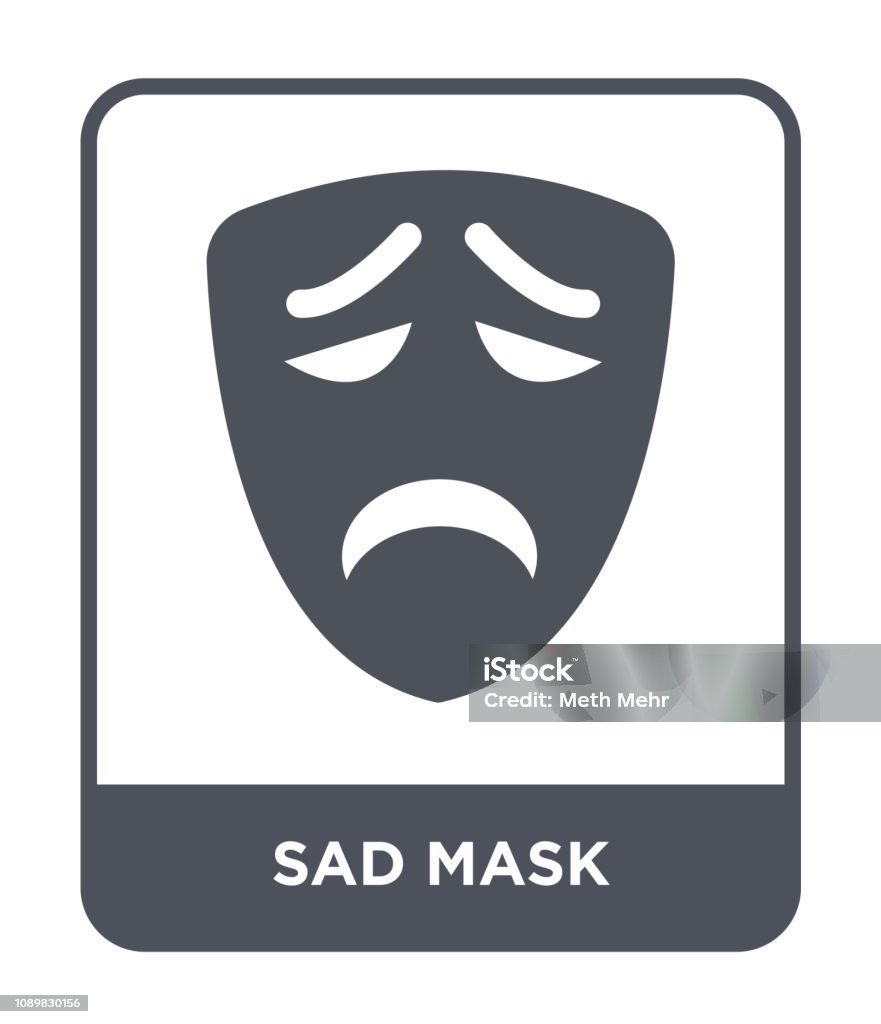 Sad Mask Icon Vector Trên Nền Trắng Mặt Nạ Buồn Biểu Tượng Đầy ...