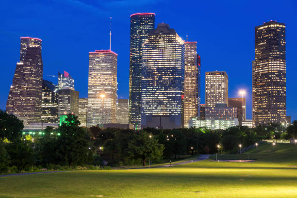 istock Panorama of Houston at night 1089834388