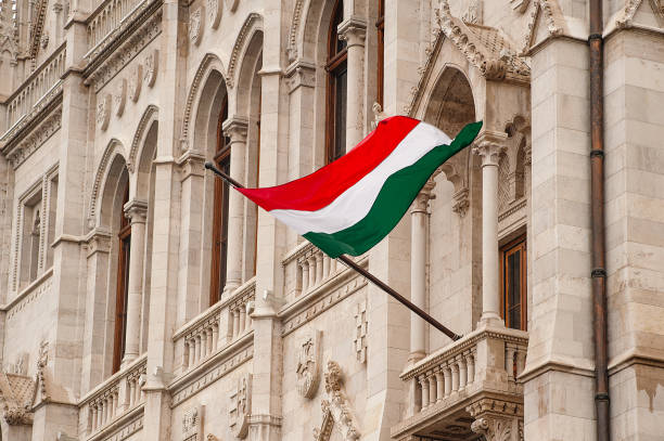 istock Hungary flag on Parliament building in Budapest 1089836198