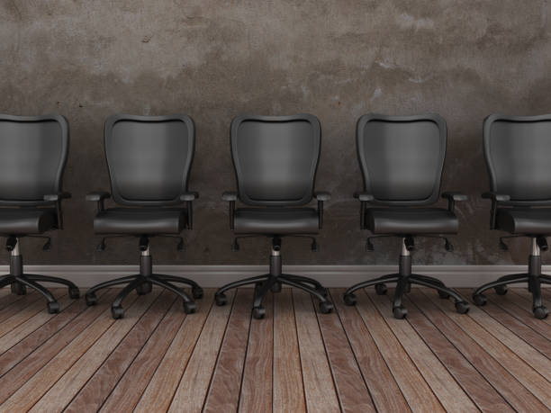 istock Office Chairs on Wood Floor - 3D Rendering 1089838668