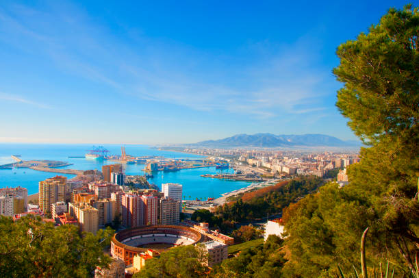 istock View on the mediterranean sea, buildings, pine trees and mountains. 1089841636