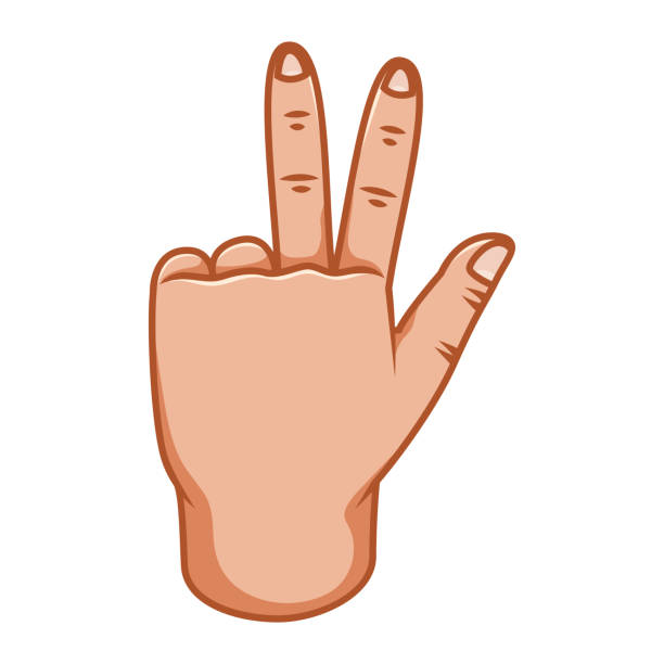 gesty dłoni, świetny design do dowolnych celów. znak pokoju. ikona linii gestu. ludzkie gesty wektorowe. białe tło - hand sign peace sign palm human hand stock illustrations