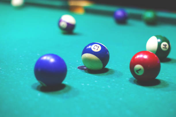 istock billiard balls on the table, retro toned 1089853482