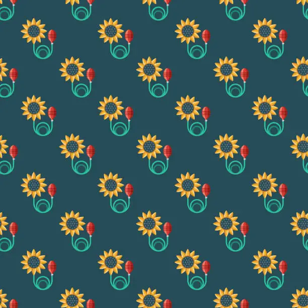 Vector illustration of Squirting Flower April Fools' Day Seamless Pattern