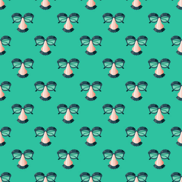 Disguise April Fools' Day Seamless Pattern A seamless pattern created from a single flat design icon, which can be tiled on all sides. File is built in the CMYK color space for optimal printing and can easily be converted to RGB. No gradients or transparencies used, the shapes have been placed into a clipping mask. fool stock illustrations