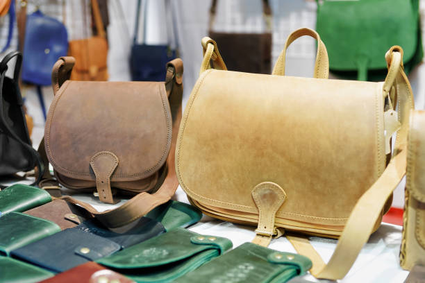 istock Handmade leather bags at the Vilnius 1089897896
