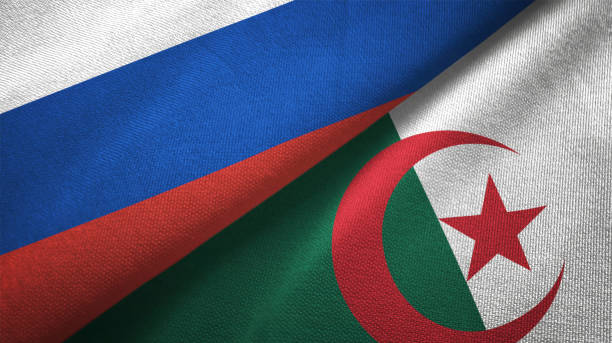 istock Algeria and Russia two flags together realations textile cloth fabric texture 1089909734