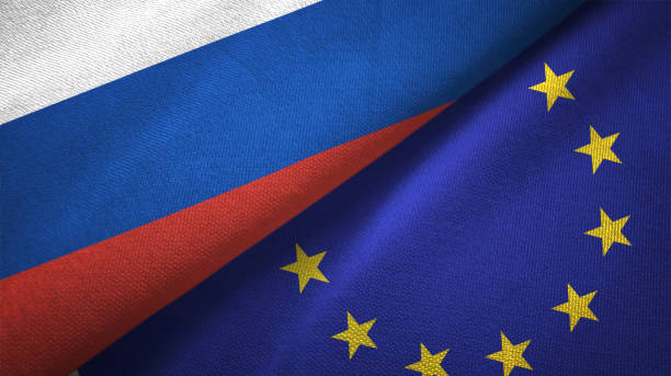 istock European Union and Russia two flags together realations textile cloth fabric texture 1089910068