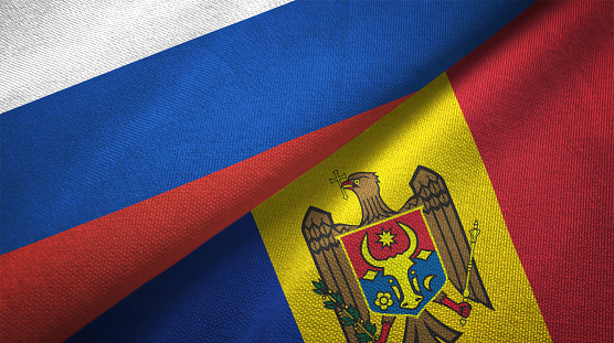 Moldova and Russia flag together realtions textile cloth fabric texture