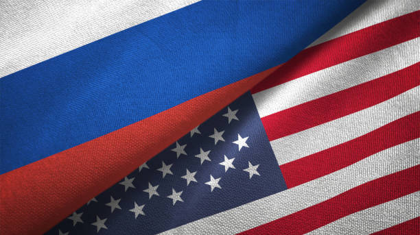 istock United States and Russia two flags together realations textile cloth fabric texture 1089911524
