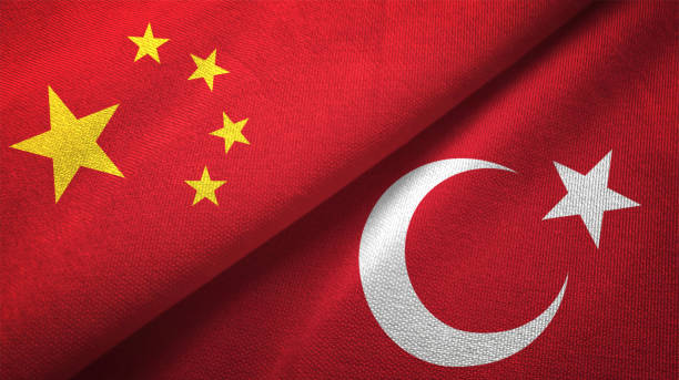 istock Turkey and China two flags together realations textile cloth fabric texture 1089915284