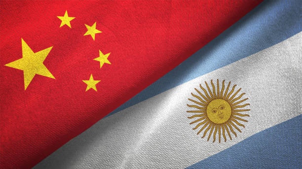 istock Argentina and China two flags together realations textile cloth fabric texture 1089915380