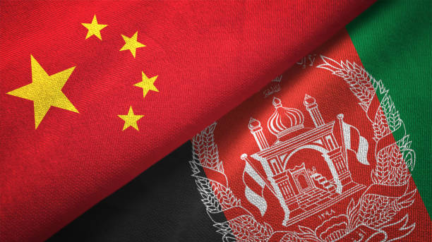 Afghanistan and China two flags together realations textile cloth fabric texture