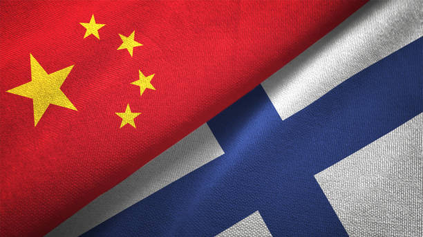 istock Finland and China two flags together realations textile cloth fabric texture 1089916822