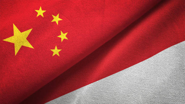 istock Indonesia and China two flags together realations textile cloth fabric texture 1089916904