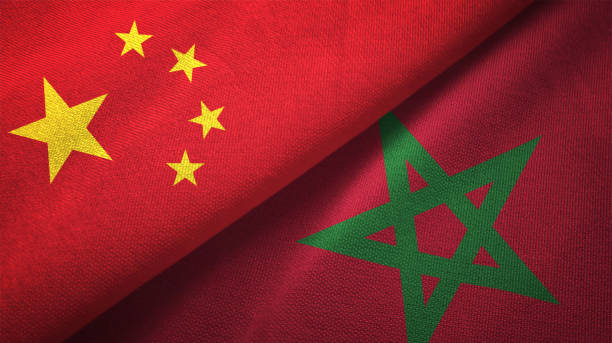 istock Morocco and China two flags together realations textile cloth fabric texture 1089917150