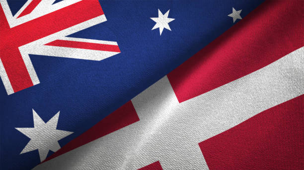istock Denmark and Australia two flags together realations textile cloth fabric texture 1089926010