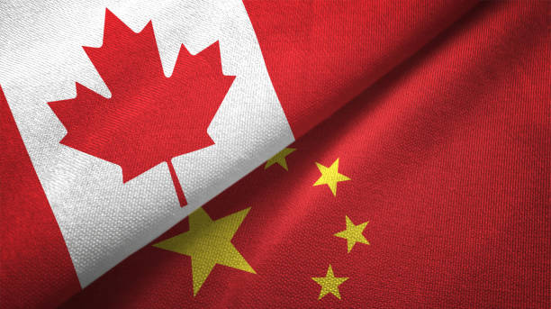 istock China and Canada two flags together realations textile cloth fabric texture 1089930004