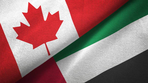 istock United Arab Emirates and Canada two flags together realations textile cloth fabric texture 1089931088