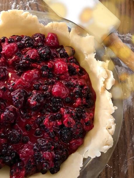 istock Close up of berry pie homemade baking 1089939752