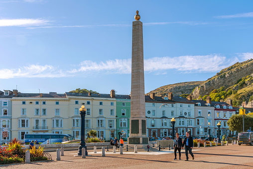 Llandudno town waterfront area, a famous seaside town and popular travel destination in Wales on September 05