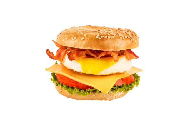istock Sandwich breakfast isolated on white background. 1089959744