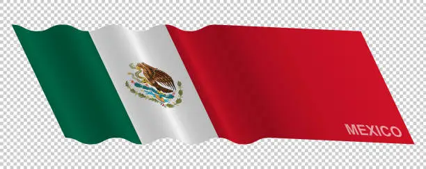Vector illustration of Vector flag of Mexico waving background