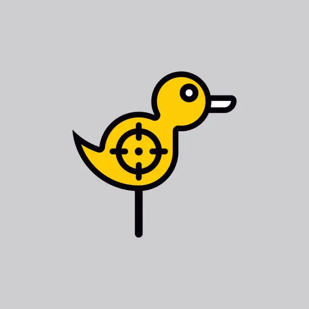 Vector illustration of Duck shooting vector icon