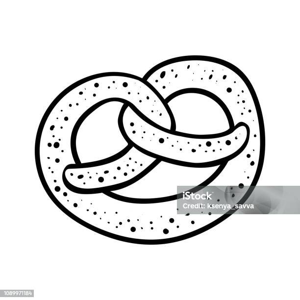 Coloring Book Pretzel Stock Illustration - Download Image Now - Baked Pastry Item, Baker - Occupation, Bakery