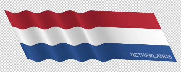 Vector illustration of Vector flag of Netherlands waving background