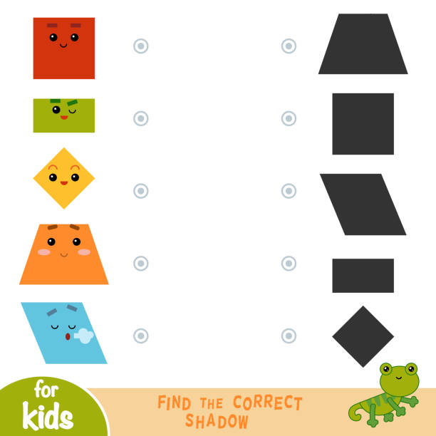 정확한 그림자, 교육 아이 들을 위한 게임을 찾아. 기 하 도형 - trapezoid stock illustrations