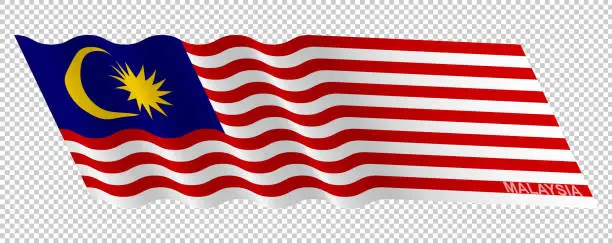 Vector illustration of Vector flag of Malaysia waving background