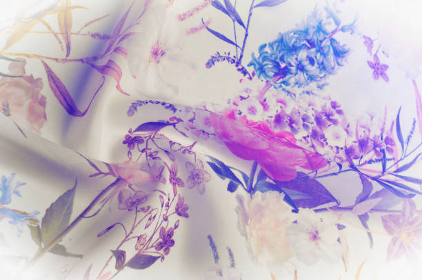 istock Texture, background, pattern. Silk fabric. Texture with pink and yellow flowers in watercolor technique. Wallpapers with roses, daisies and mimosa. Greeting card. Silk scarf, shawl. Holidays. 1089979960