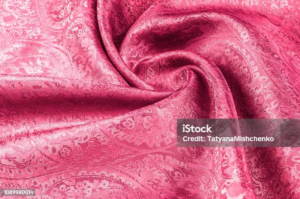 Background Texture Pattern Red Paisley Silk Indian Fabric Achat Tissu Paisley Soft Smooth Nonstretch Nonsheer Stock Photo - Download Image Now