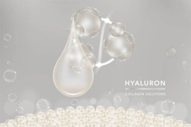 istock Hyaluronic acid skin solutions ad, white collagen serum drop with cosmetic advertising background ready to use 1089998802