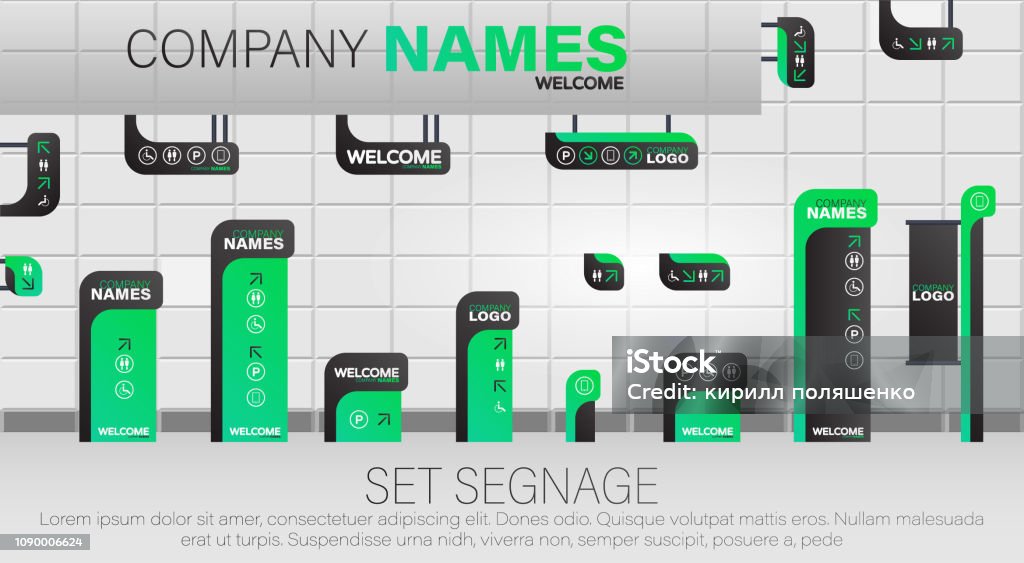 Signage Set Set Signage Sign Stock Illustration - Download Image Now ...