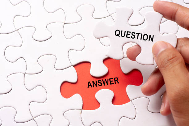 istock Hand holding piece of jigsaw puzzle with word question & answer 1090008020