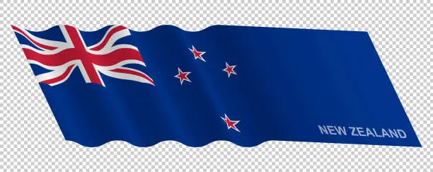 Vector illustration of Vector flag of New Zealand waving background