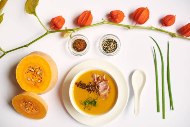 istock Luxury dinner from soup and tea prepared in restaurant. 1090010950