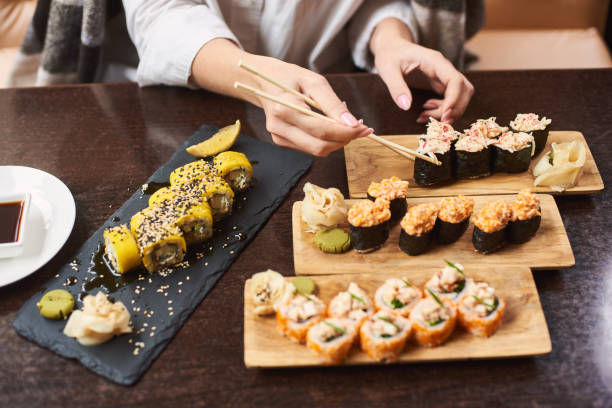 istock Four course lunch on special offer in oriental restaurant. 1090011118