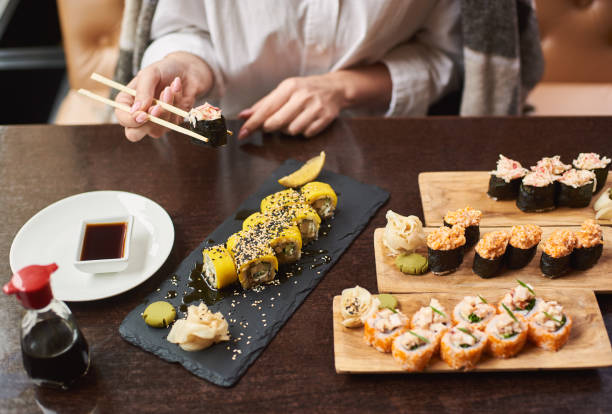 istock Four course lunch on special offer in oriental restaurant. 1090011150
