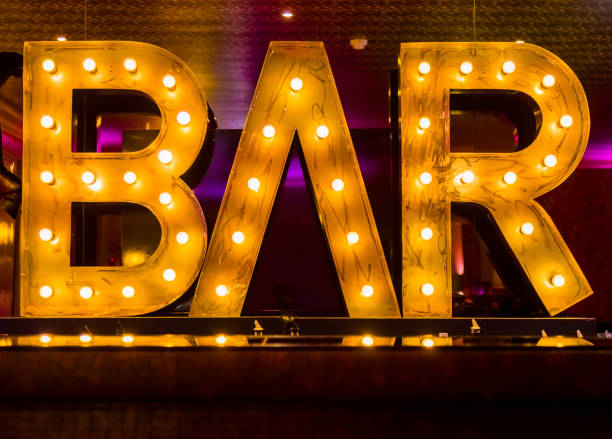 istock Bar Counter with a lit up BAR SIGN 1090011164