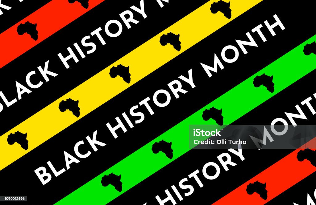 Vector illustration background with black and red, yellow, green stripes. Black history month. Vector illustration background with black and red, yellow, green stripes. Black history month. African continent silhouette Black History Month stock vector