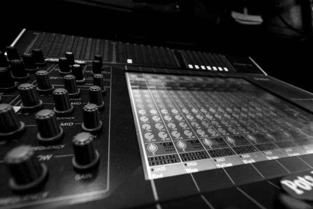 istock Closeup view of Encoders and Display  on Professional digital Audio mixing control Console 1090014940