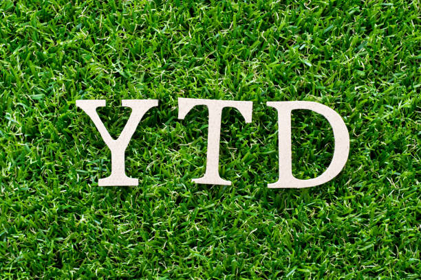 istock Wood letter in word YTD (abbreviation of year to date) on artificial green grass background 1090016652