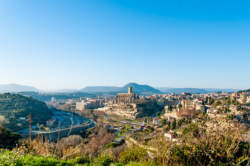 different and original view of Manresa city in catalunya region in Spain, with landscape of all the city