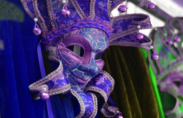 Ulm, Germany - January 29, 2023: Festival participants dressed up in handmade costume and mask at the Ulmzug carnival event.
