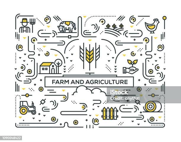 Farm And Agriculture Line Icons Pattern Design Stock Illustration - Download Image Now - Icon Symbol, Farm, Vector