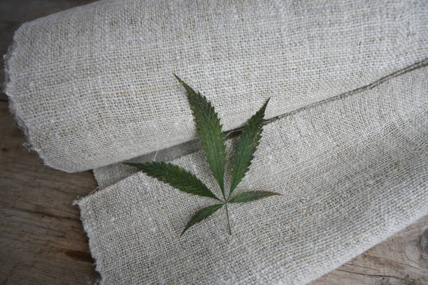 Fabric made from hemp rustic cannabis texture