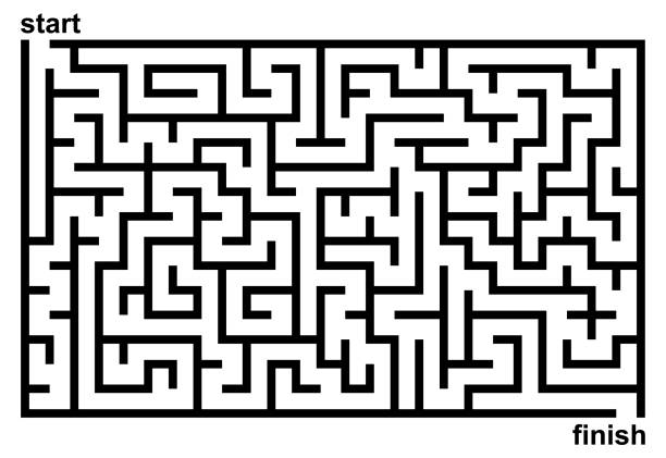 Simple Black And White Maze Stock Illustration - Download Image Now - Maze,  Illustration, Horizontal - iStock